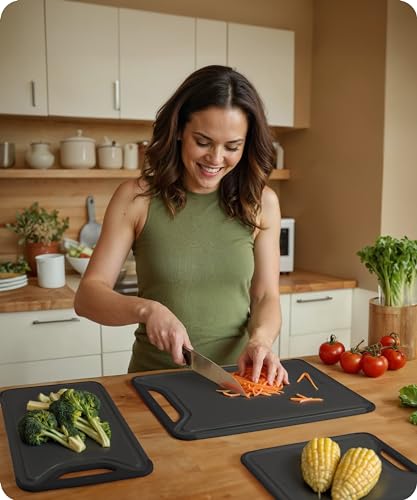 Cutting Boards for Kitchen (Black/Gray / Set of 3 (16"x10", 13"x8", 10"x7"))
