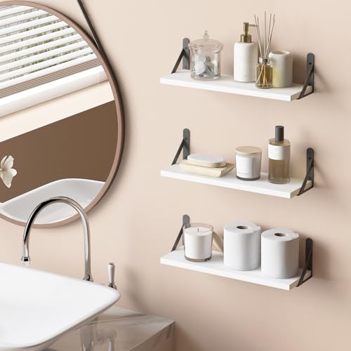 16.5in Floating Shelves for Wall Home Decor (White / 16.5 x 6.1 x 0.59 inches)