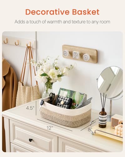 Small Woven Storage Basket for Organizing (Gradient Brown / 12"L x 8"W x 4.5"H)
