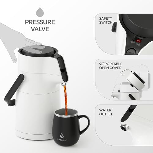 Thermal Coffee Carafe 68oz (Elegant White / 74.4 Ounces)