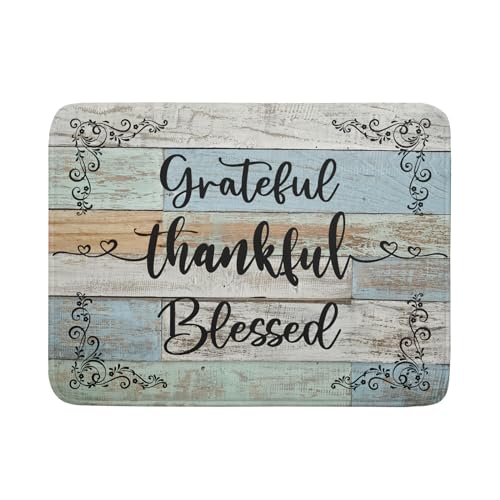 Rustic Wood Dish Drying Mat 18x24 Inch Grateful Thankful Blessed Kitchen Drainer Mats Absorbent Microfiber Rack Holder Countertop Pad (grateful thankful / 18" x 24")