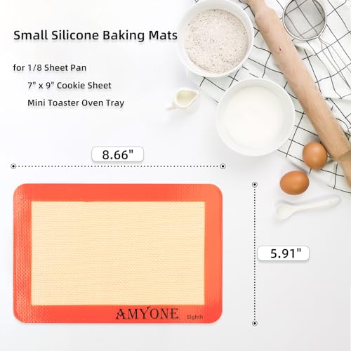 1 8 Sheet Silicone Baking Mats for 9x7" Toaster Oven (Bright Orange / 8.7"L x 5.9"W)