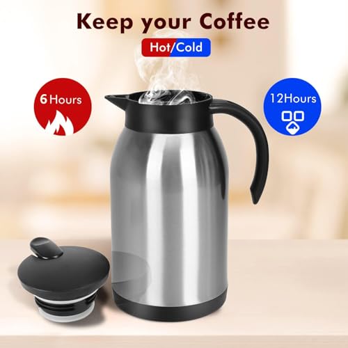 40oz Stainless Steel Thermal Coffee Carafe Dispenser (40oz,Silver / 40 Ounces)