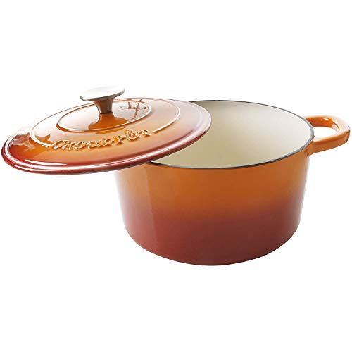 Artisan 5 Quart Round Enameled Cast Iron Dutch Oven (Sunset Orange / 5-Quart)