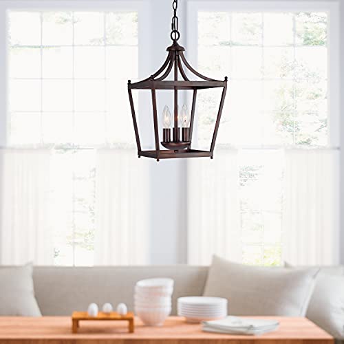 Capital Lighting 4036MB Stanton Geometric Metal Open Frame Lantern Foyer Pendant (3-Light / Matte Black)