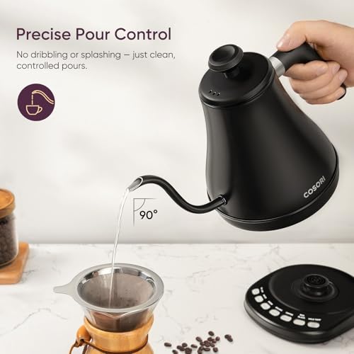 Gooseneck Electric Kettle with Temperature Control (Black / 0.8 Quarts)