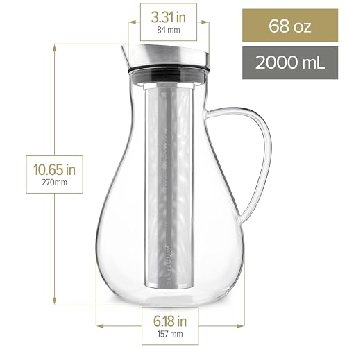 Large Multi Brew Glass Teapot + Kettle + Pitcher ((68 OZ / 2.0 L / 8 CUPS))