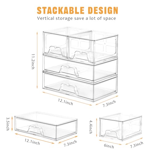4 Pack Stackable Storage Drawers (4 Count)