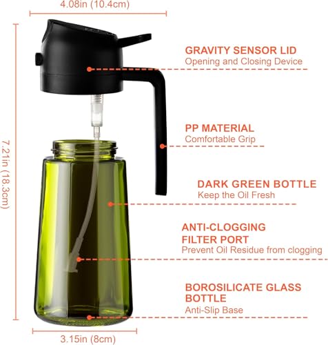 16oz 470ml Olive Oil Dispenser for Kitchen with Stickers (Light-Proof /w Stickers / Black-02)