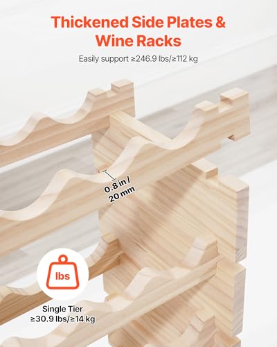 96 Bottle Stackable Modular Wine Rack (Natural Wood Color / 8-Tier 96 Bottles)