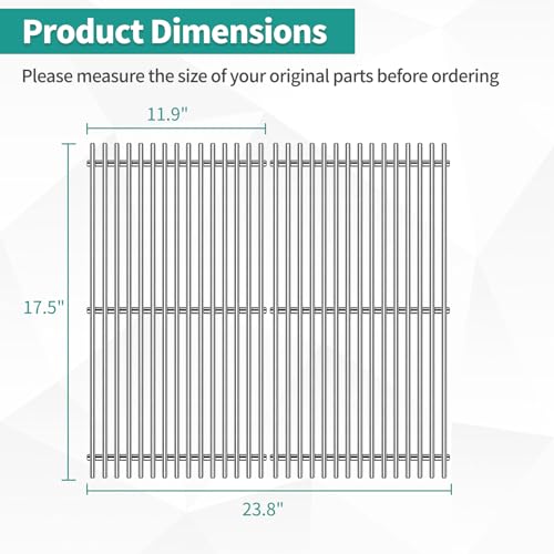 9MM 17.5" Stainless Steel Grill Grates for Weber Spirit E (17.5" Spirit 300)