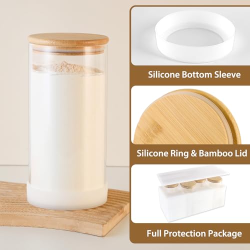 53oz Round Glass Storage Containers with Bamboo Lids (4pcs-Round / 53oz)