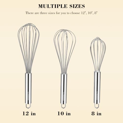 3 Pack Stainless Steel Whisk Set (3 Count)