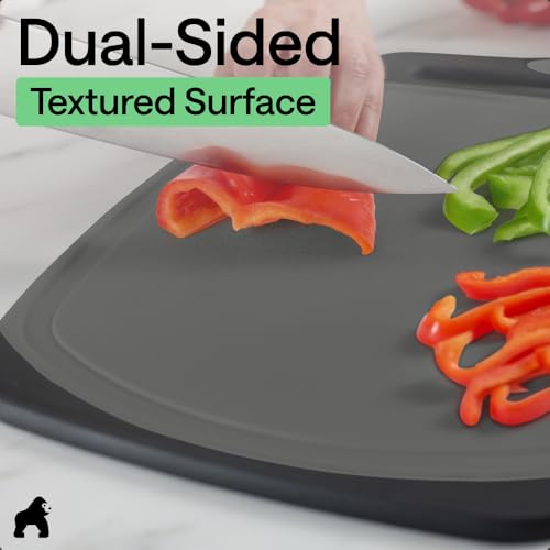 BPA Free Reversible Kitchen Cutting Board (Gray/Black / Large (Pack of 3))