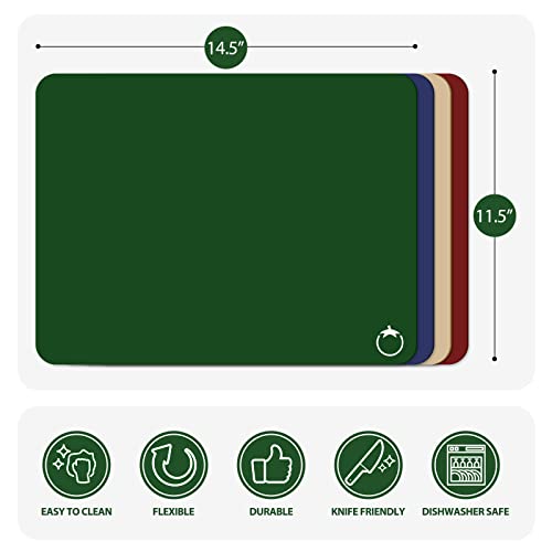 Plastic Flexible Cutting Boards for Kitchen Set of 4 (Multi Color - Large - 4)