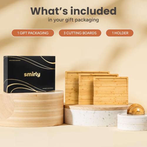 Cutting Boards for Kitchen (Natural Bamboo / 4-Piece)