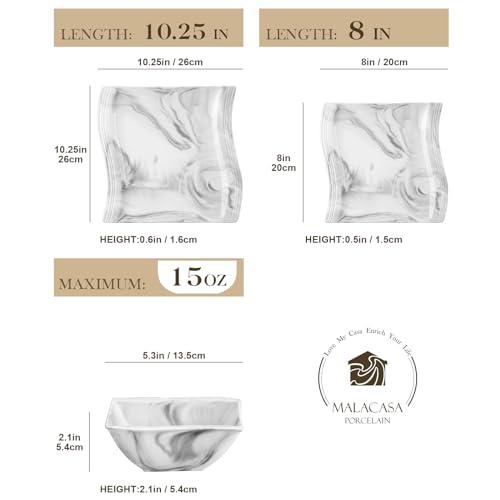 Plates and Bowls Set (12 Piece(Service for 4) / Marble Grey)