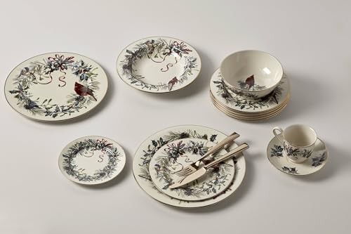 Winter Greetings Porcelain Christmas Dinner Plate Set for 6 (Dinner Plates, Set of 6)