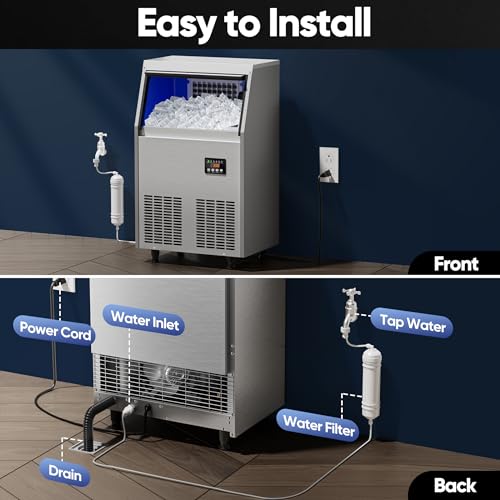 Commercial Ice Maker Machine (100lbs/24H / Commercial Ice Maker-Silver)