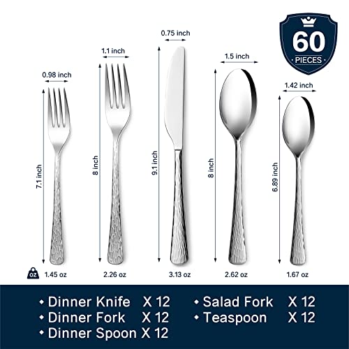 60 Pcs Silverware Set 18 (60-Piece / Silver)