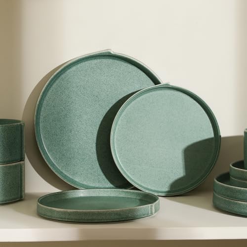 Bao 4 Piece Dinner Plate Set Stoneware (Green / 4-Piece - Dinner Plate)