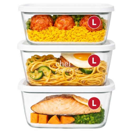 Glass Vacuum Seal Containers for Meal Prep (Large Set – 3 Large Pieces)
