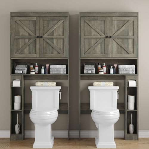 32.3''W Over The Toilet Storage Cabinet with Barn Doors (Grey / Barn Doors Over Toilet Cabinet)