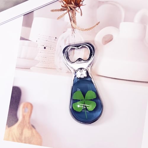 4 leaf Clover Resin Art Bottle Opener (Clear Grey)