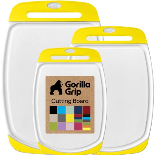 BPA Free Reversible Kitchen Cutting Board (Lemon/White / Large (Pack of 3))