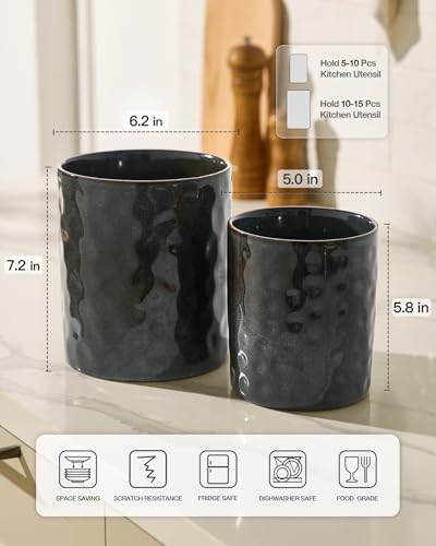 Ceramic Utensil Holder (Deep Forest)