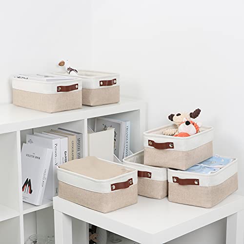 Small Storage Bins (White&Khaki / XS-12"x8"x5")