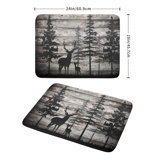 Forest Deer Dish Drying Mat Wildlife Animal Decorative Microfiber Dishes Pad 18x24 Inch Absorbent Reversible Kitchen Counter Drainer Mats (Black Forest Deer / 18" x 24")