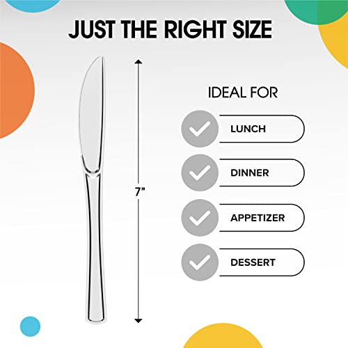 Clear Plastic Knives 200 Pcs Clear Knives Disposable Utensils Heavy Duty Plastic Cutlery Set Disposable Cutlery Sets Flatware Sets Silverware Set Party Supplies & Party Tableware (Clear / Knives)