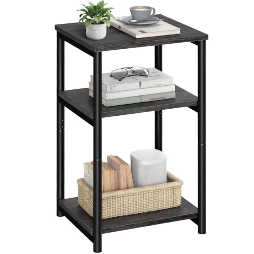 Side Table Small End Table (Misty Gray + Ink Black)