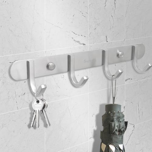 Coat Hook Rack Brushed Nickel (4 Hooks)