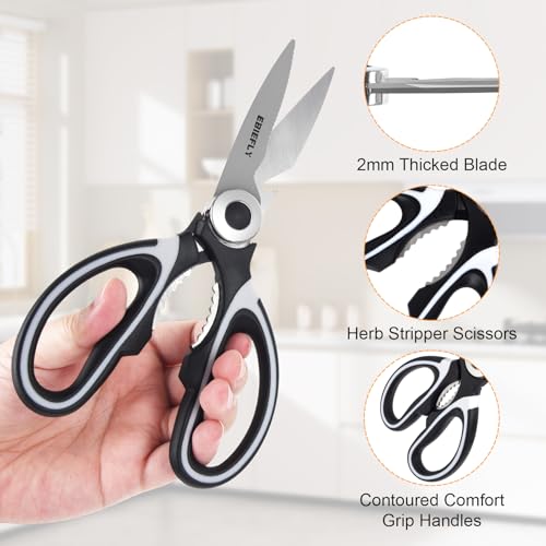 Kitchen Scissors Utility Chopping Scissor Professional Shears for Meat Cutting Sharp Kitchenaid Shears Multipurpose Scissor for Food Outdoor BBQ No Rust + 100 Pcs Plastic Gloves Disposable