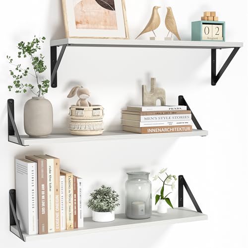 Floating Shelves for Wall (White / 23.62"W x 5.9"D x 5.4"H,Set of 3)