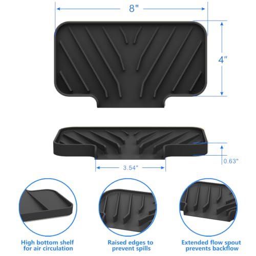 Sponge Holder for Kitchen Sink (Black / 8"x 4")