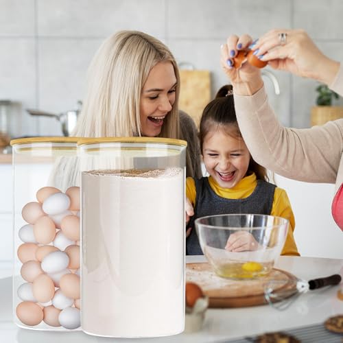 Large Glass Cereal Containers Storage with Airtight Bamboo Lids (2Pack(168oz))