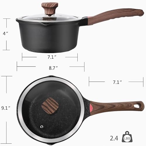 3QT Nonstick Saucepan (Black / 3 Quarts)