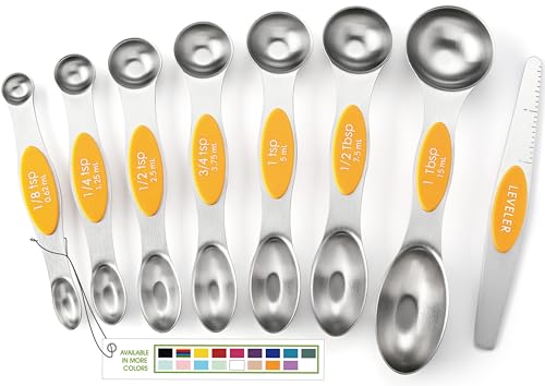Stainless Steel Magnetic Measuring Spoons Set of 8 (Mango / 1-Pack)