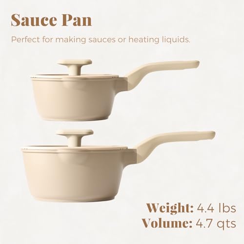Nonstick Saucepan Set with Lids (2 + 2.7 Quarts / Apricot)