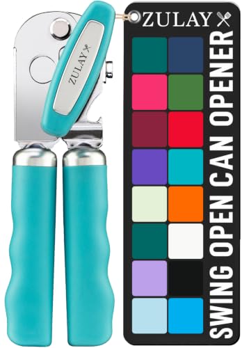 Stainless Steel Swing Open Manual Can Opener Comfortable Grip (Dusty Blue / Swing Open)