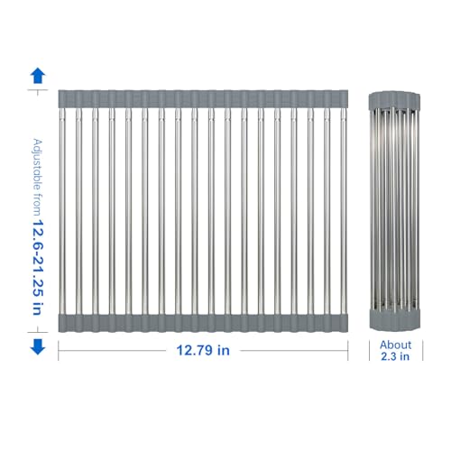 CHIRISEN Expandable Large Roll Up Dish Drying Rack