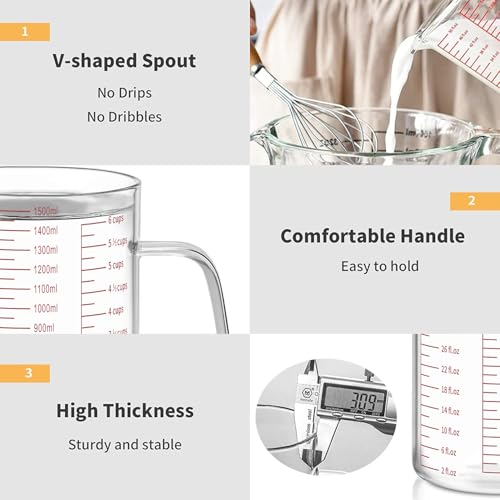 6 Cups Glass Measuring Cup (50Oz/6Cups/1.5L)