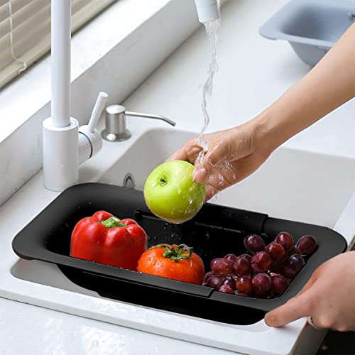 Collapsible Sink Colanders and Strainers Basket Extendable Plastic Fruit Vegetable Strainer Drainer Basket for Kitchen
