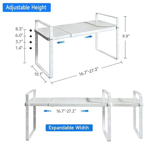 Expandable Cabinet Shelf Organizer (White Large)