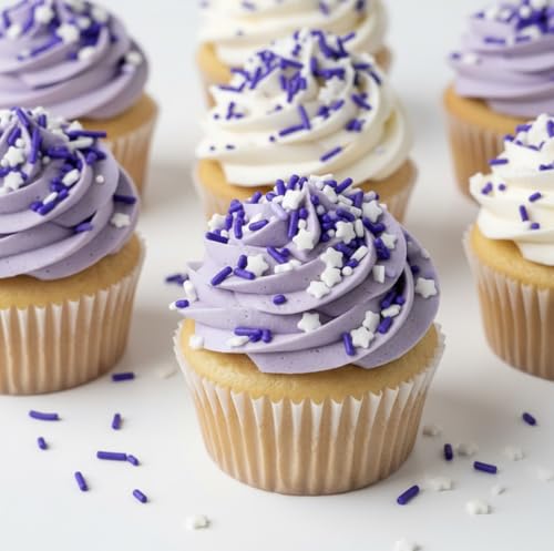 Sprinkles Edible Cake and Cupcake Sprinkles with Assorted Shapes and Sizes for Parties (Purple White)