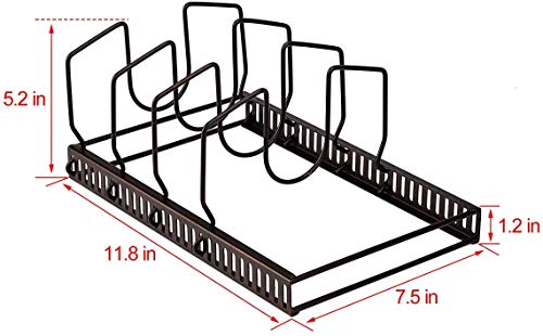 Pot Lids Organizer Rack for Cabinet and Countertop (Brown / Lid Organizer)