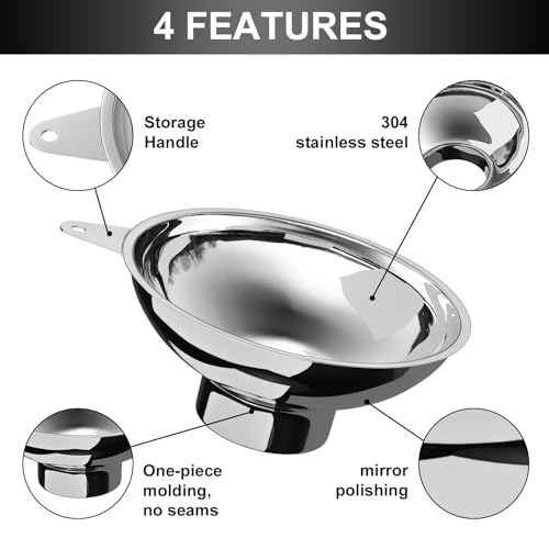 Canning Funnel with Stainless Steel Filter for Wide Mouth Mason Jars